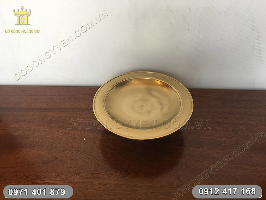 đĩa đựng hoa quả bằng đồng đúc trơn
